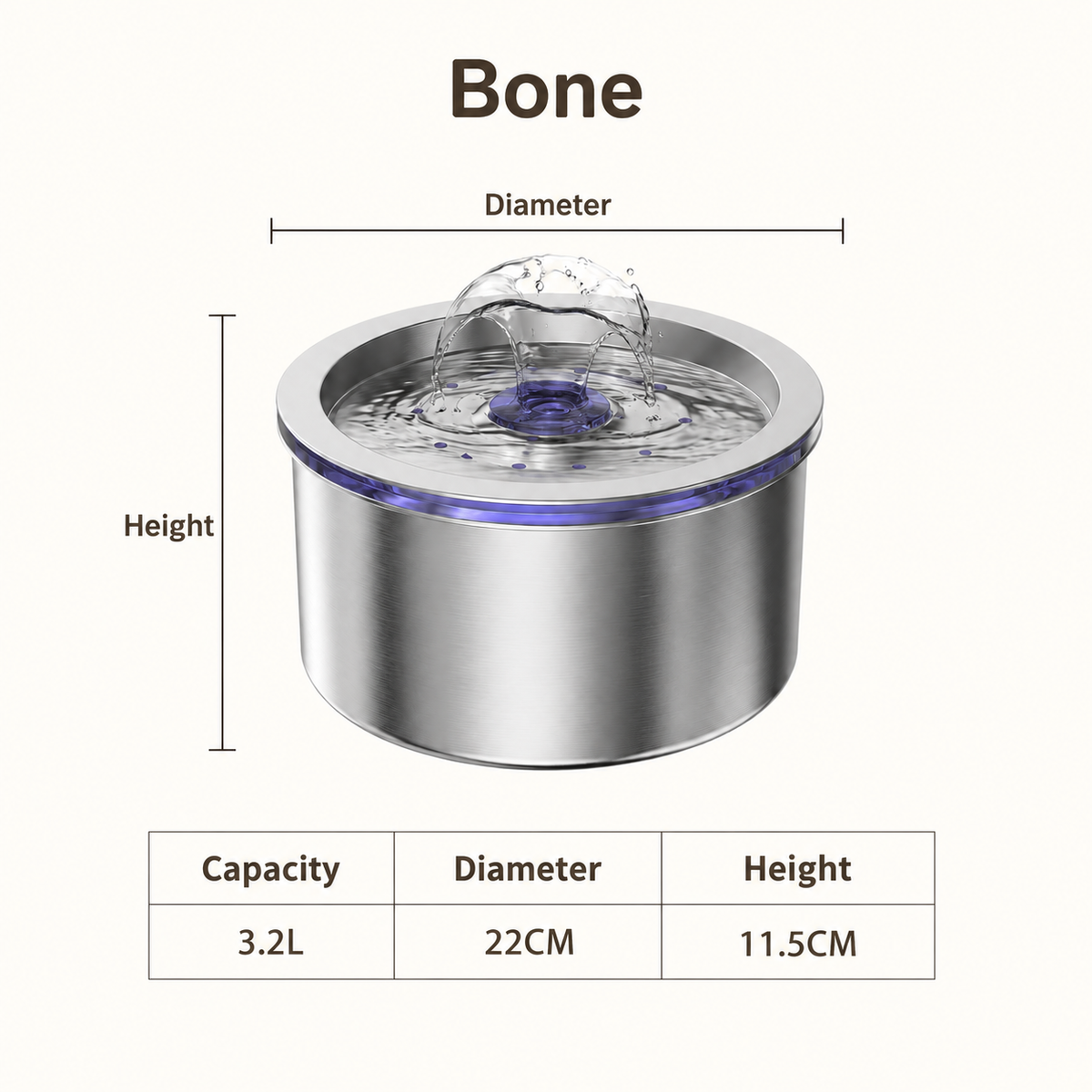 No Spill Dog Water Bowl 3.2L Stainless Steel with Floating Disk and 4 Animal Lids