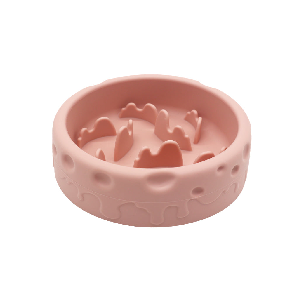Comedero lento de silicona para perros y gatos con diseño de queso e interior estriado