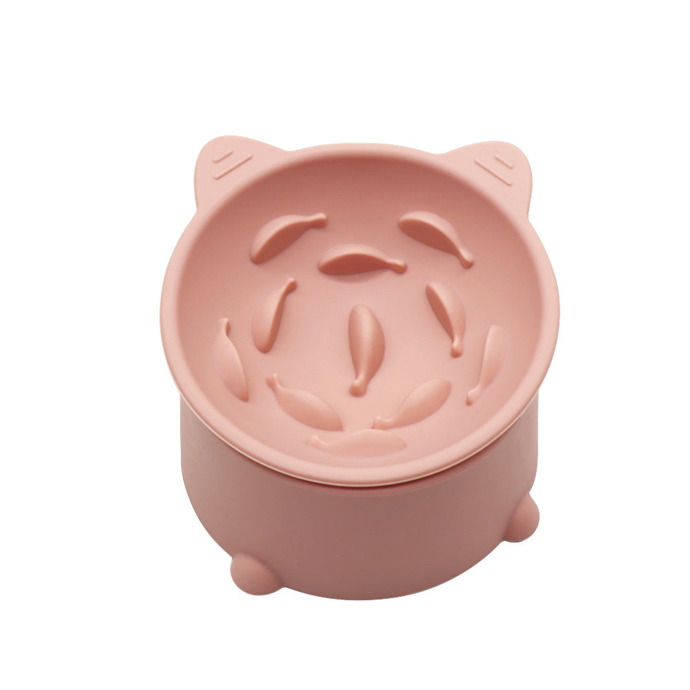 Comedero lento para gatos con altura ajustable y diseño inclinado para gatitos y gatos adultos