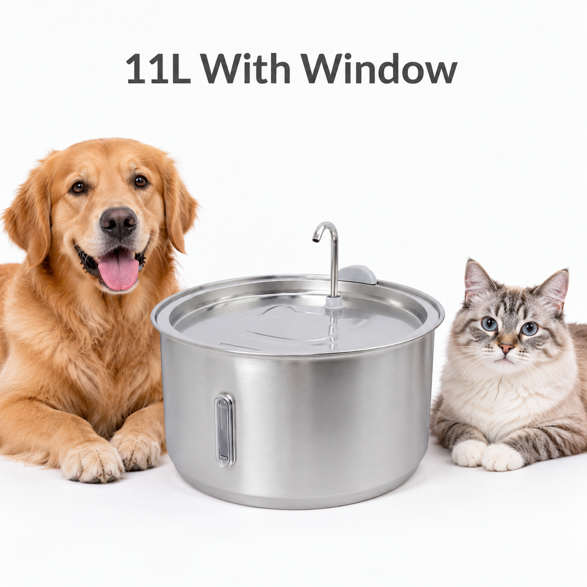 11L/ 8L/ 4L/ 2.2L/ Stainless Steel Pet Water Fountain with Faucet Spout for Large Dogs