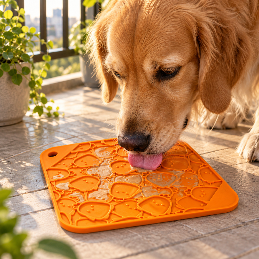 Chicken Embossed Silicone Lick Mat Slow Feeder for Dogs and Cats 195 mm Square