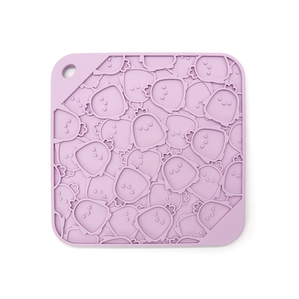 Chicken Embossed Silicone Lick Mat Slow Feeder for Dogs and Cats 195 mm Square