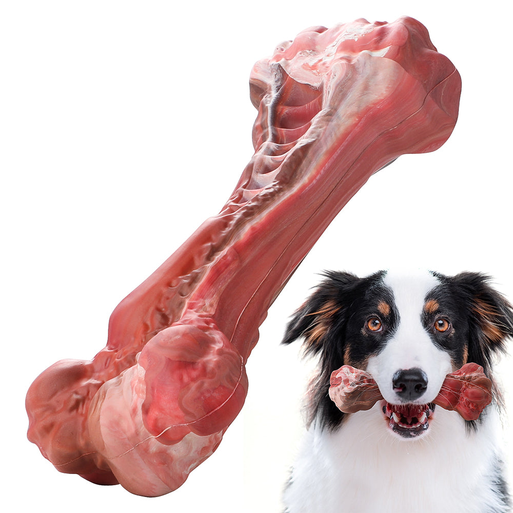 Natural Rubber Bone Dog Chew Toy, Beef Scented 20 cm Large Chew Bone