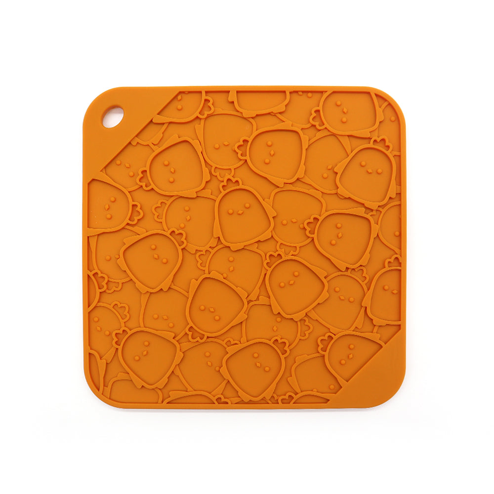 Chicken Embossed Silicone Lick Mat Slow Feeder for Dogs and Cats 195 mm Square