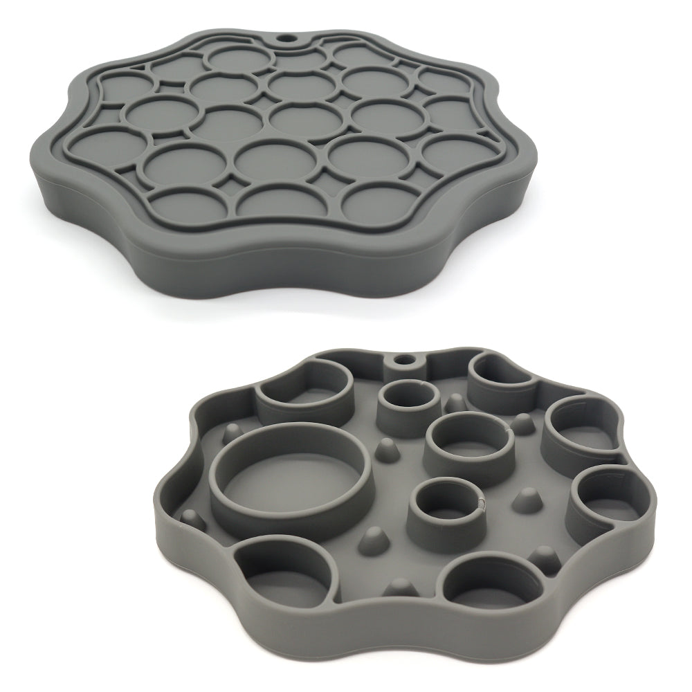 Dual-Sided Silicone Slow Feeder Bowl for Dogs and Cats with 2-in-1 Lick Mat