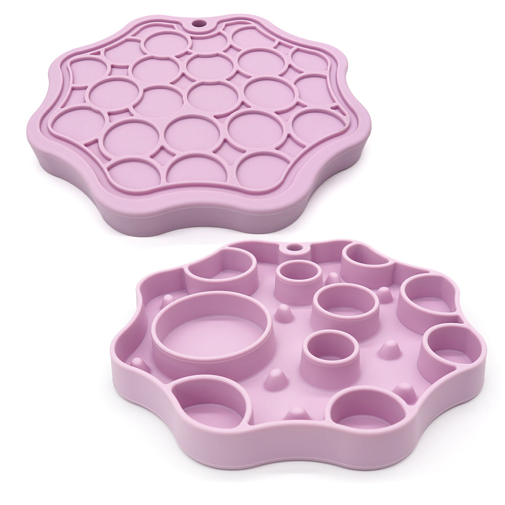 Dual-Sided Silicone Slow Feeder Bowl for Dogs and Cats with 2-in-1 Lick Mat