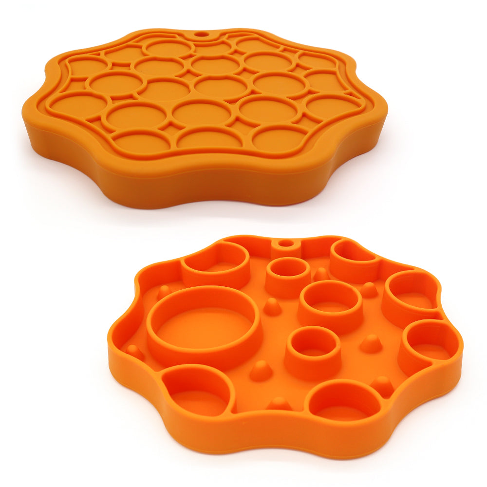 Dual-Sided Silicone Slow Feeder Bowl for Dogs and Cats with 2-in-1 Lick Mat