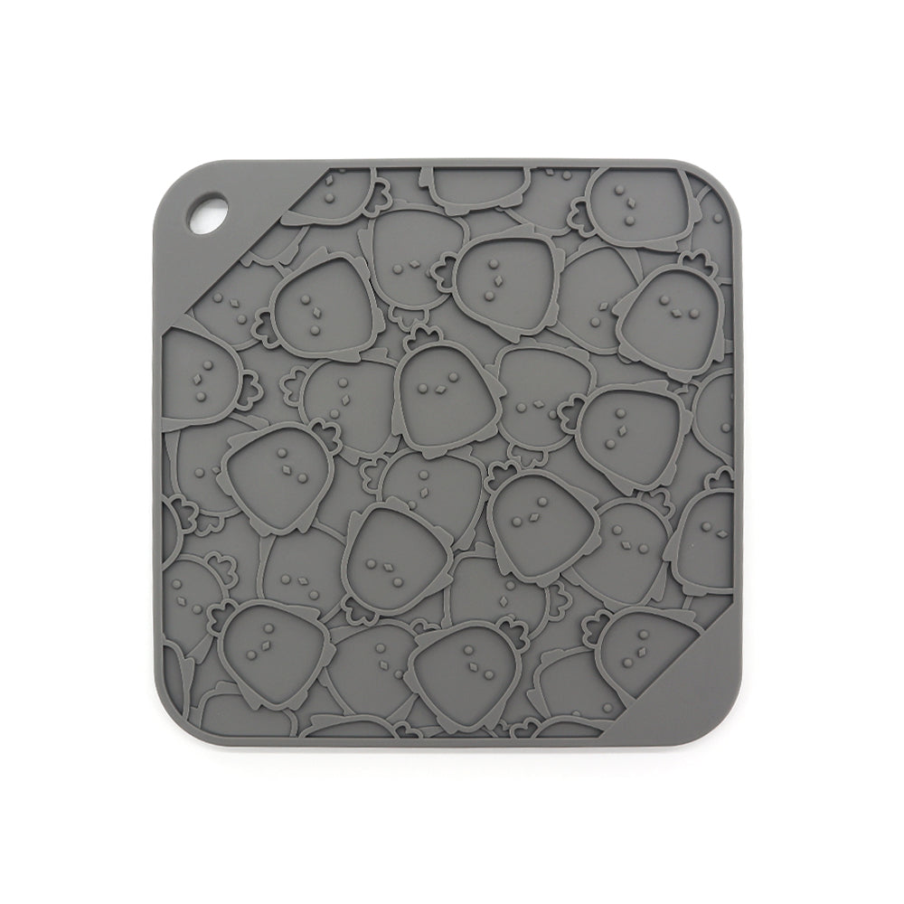 Chicken Embossed Silicone Lick Mat Slow Feeder for Dogs and Cats 195 mm Square