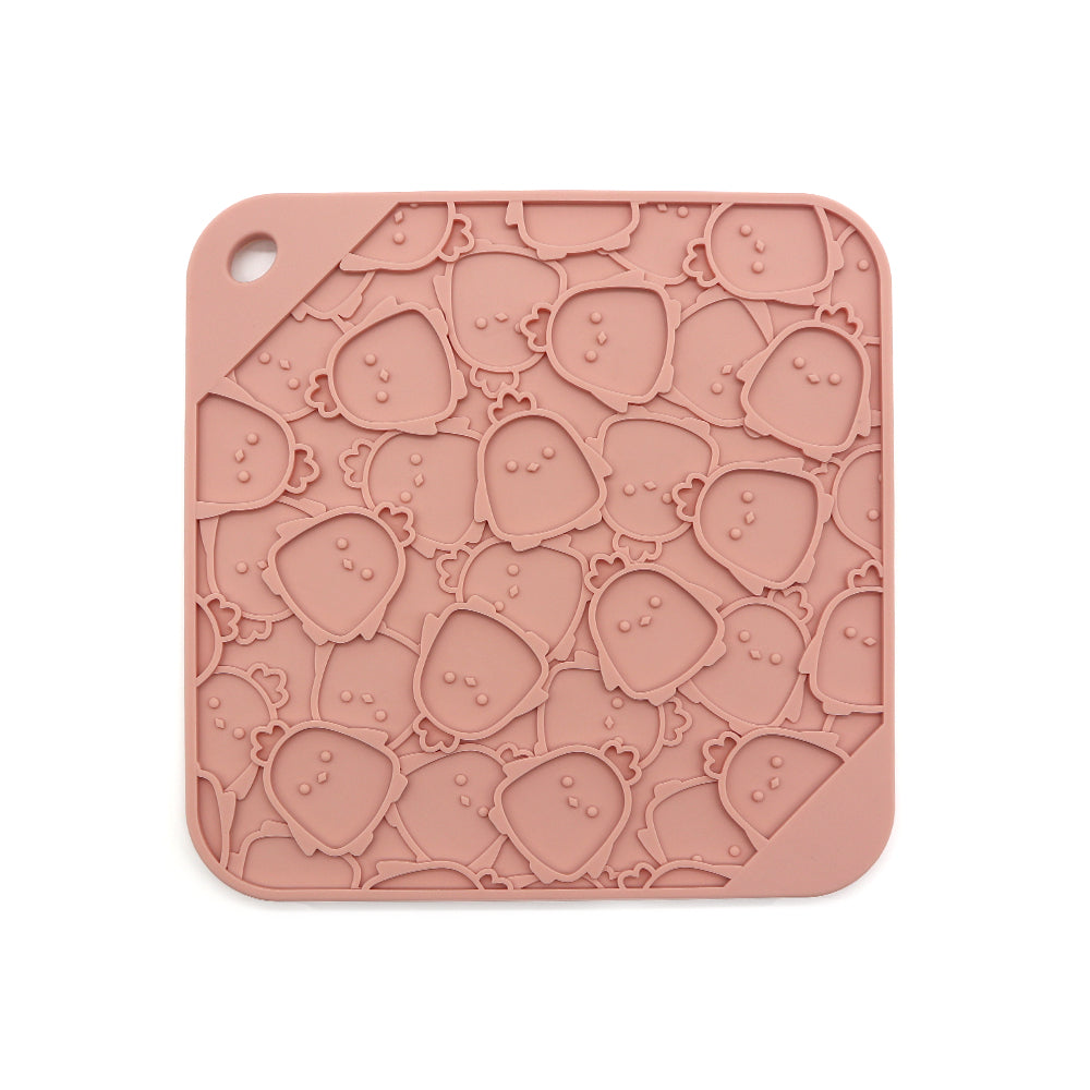 Chicken Embossed Silicone Lick Mat Slow Feeder for Dogs and Cats 195 mm Square