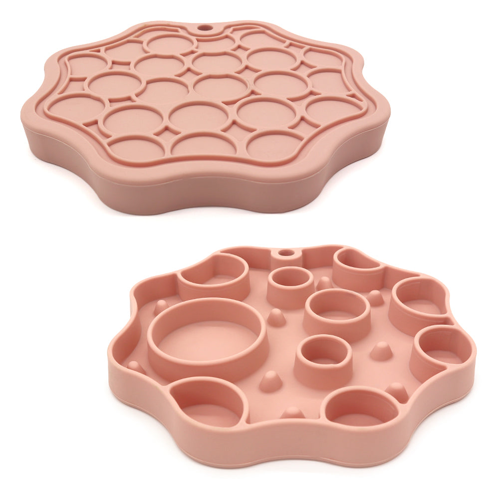 Dual-Sided Silicone Slow Feeder Bowl for Dogs and Cats with 2-in-1 Lick Mat
