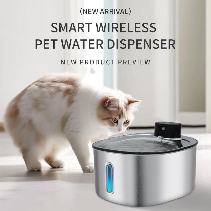 Wireless Stainless Steel Pet Water Fountain 4L with Motion Sensor for Cats and Dogs