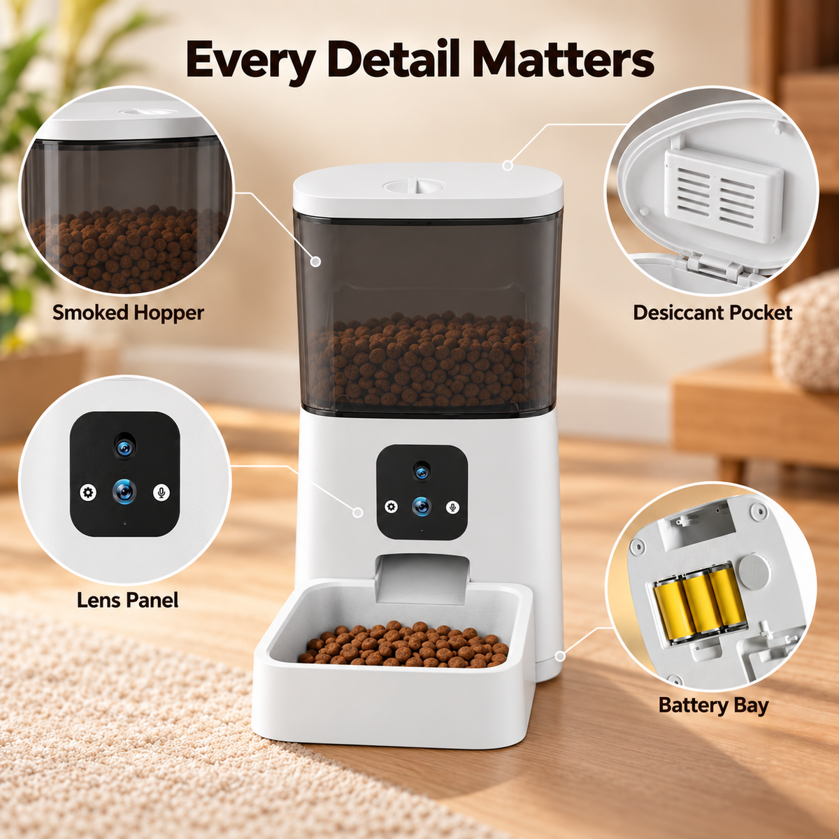 Automatic Pet Feeder with 4MP Dual Camera and WiFi App Control for Cats and Pitty Dogs