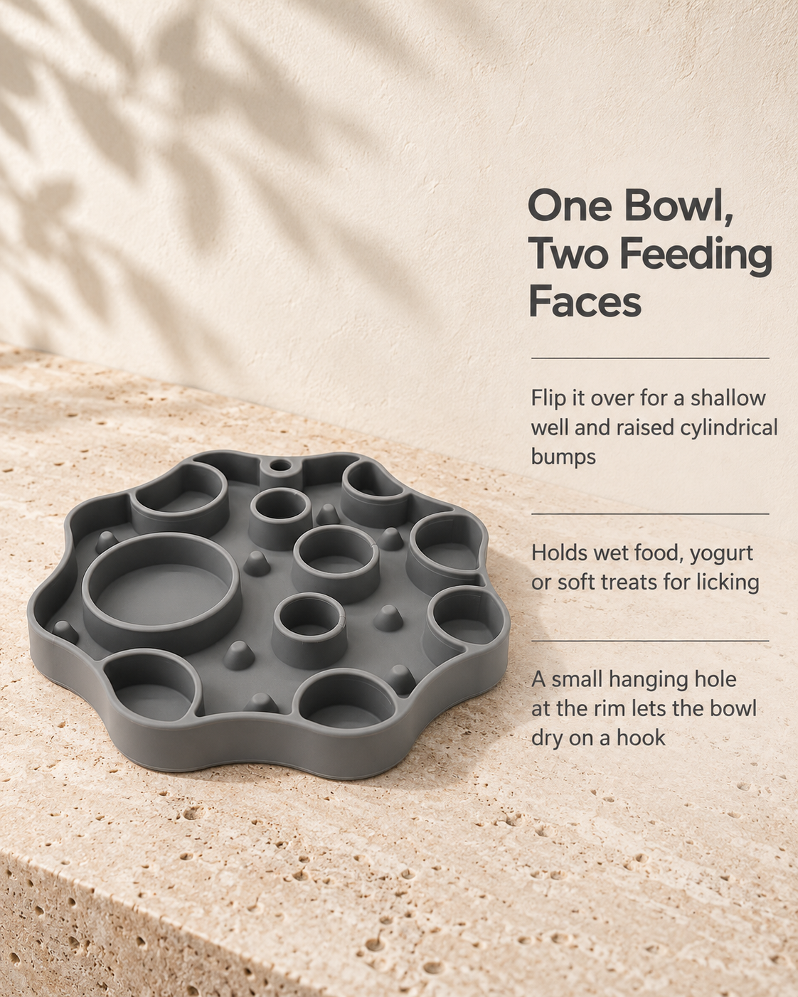 Dual-Sided Silicone Slow Feeder Bowl for Dogs and Cats with 2-in-1 Lick Mat