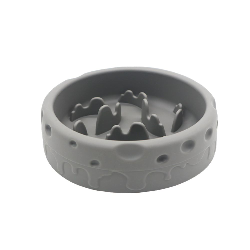 Comedero lento de silicona para perros y gatos con diseño de queso e interior estriado