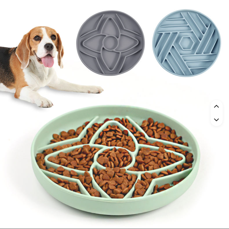 Comedero lento de silicona con diseño floral para perros, plato redondo de 190 mm para comida húmeda y seca