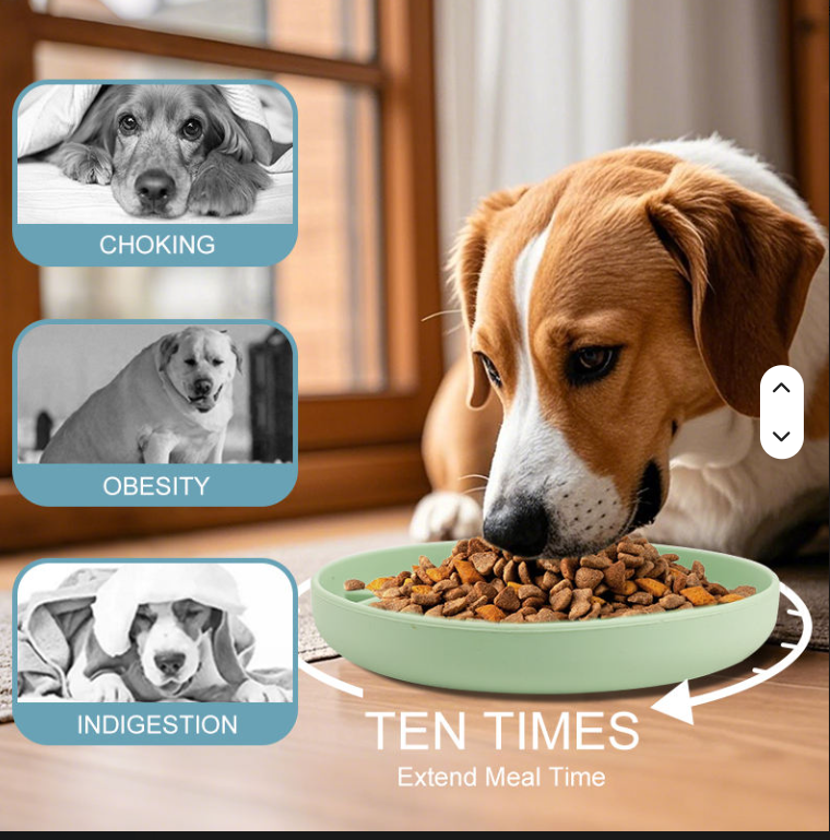 Comedero lento de silicona con diseño floral para perros, plato redondo de 190 mm para comida húmeda y seca