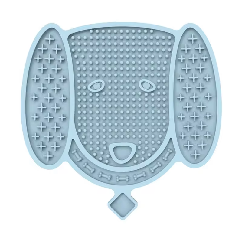 Dog-Face Silicone Lick Mat with Suction Cups for Dogs and Cats