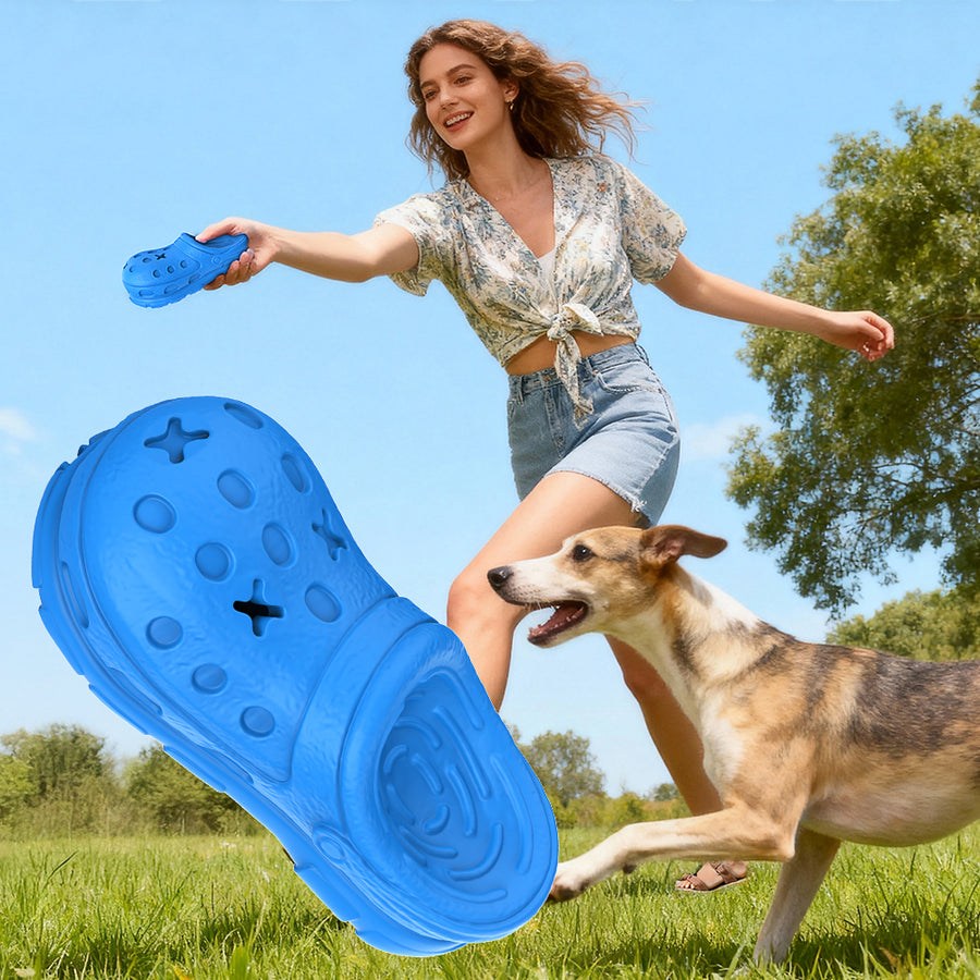 Natural Rubber Slipper Dog Chew Toy with Treat Dispensing Cavity for Dogs