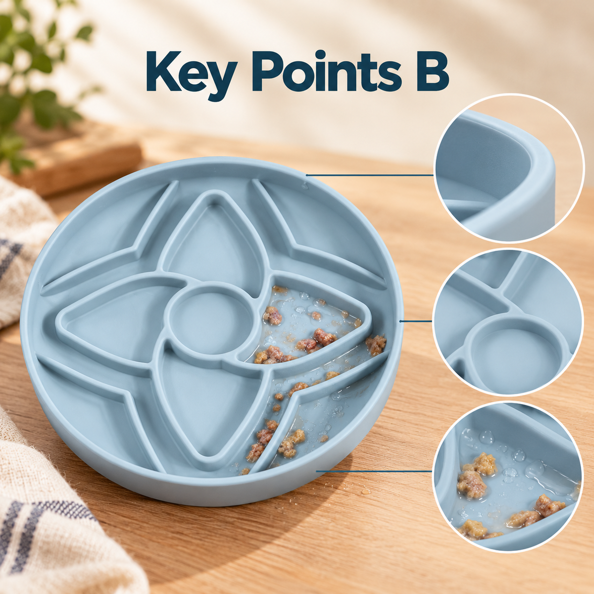 Comedero lento de silicona con diseño floral para perros, plato redondo de 190 mm para comida húmeda y seca
