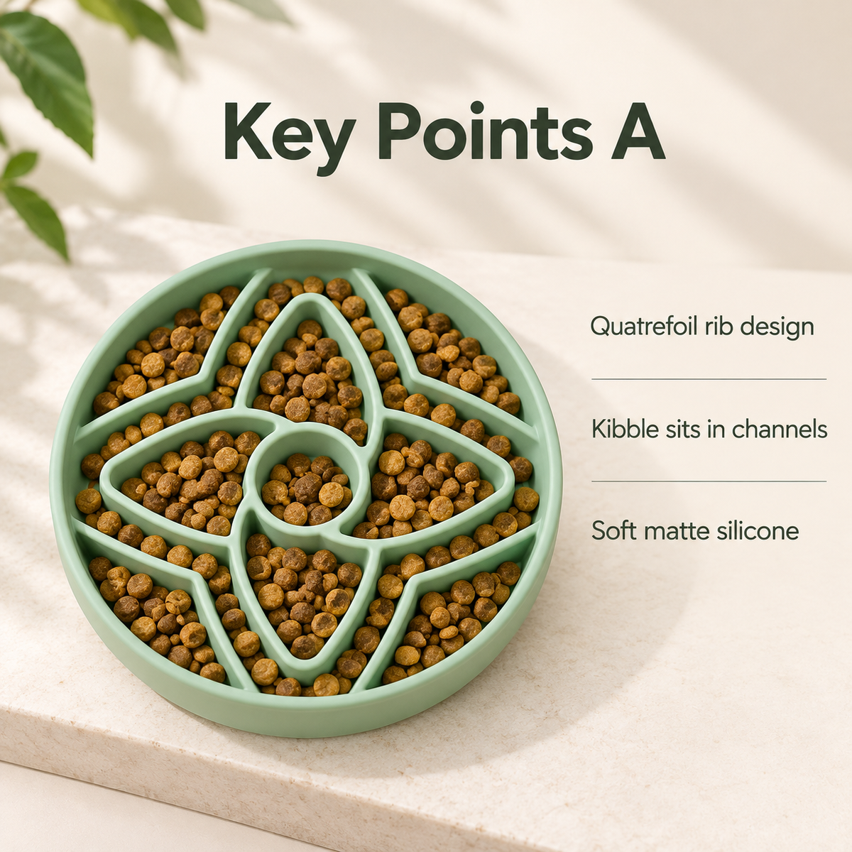 Comedero lento de silicona con diseño floral para perros, plato redondo de 190 mm para comida húmeda y seca