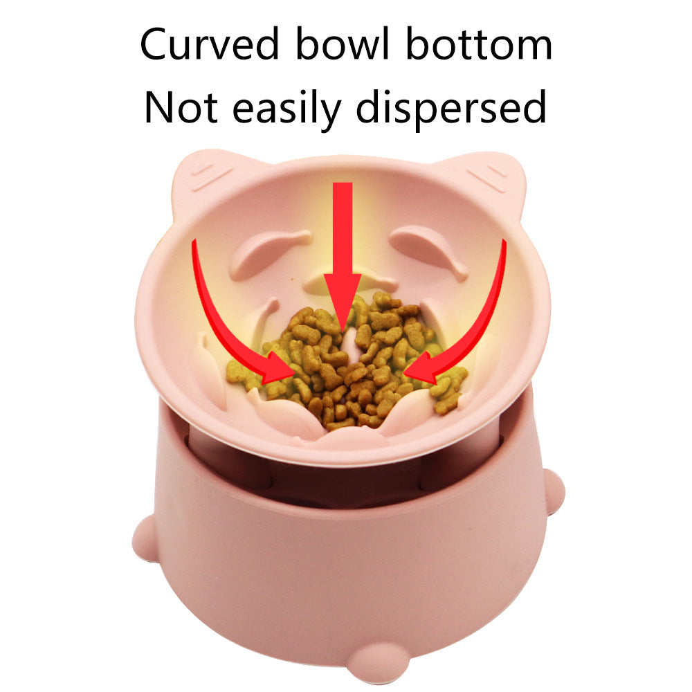 Comedero lento para gatos con altura ajustable y diseño inclinado para gatitos y gatos adultos