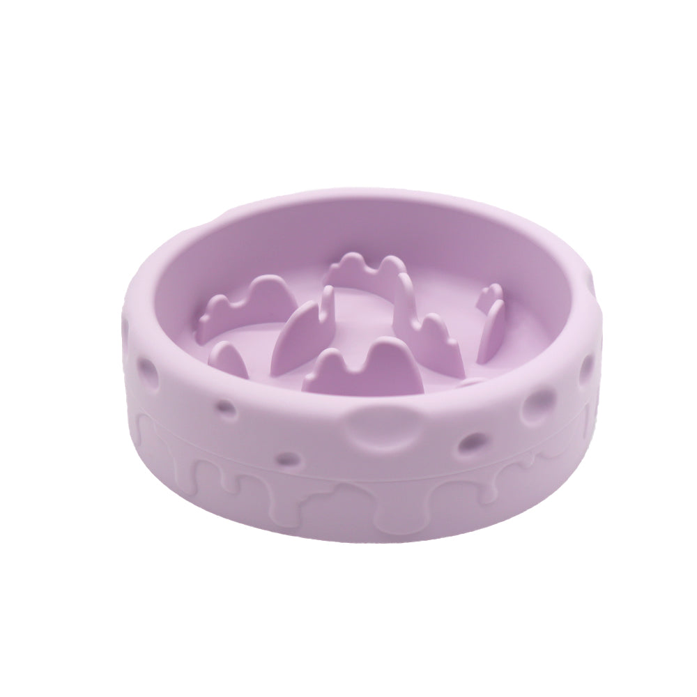 Comedero lento de silicona para perros y gatos con diseño de queso e interior estriado