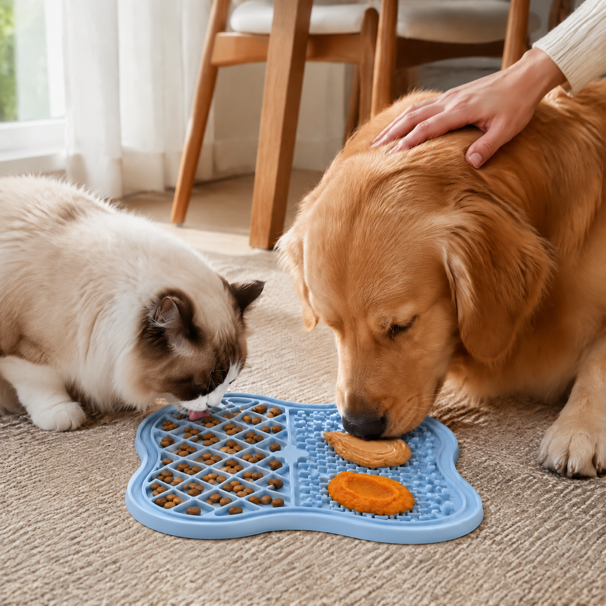 Alfombrilla de Lamer de Silicona Clover para Alimentación Lenta con Texturas de Doble Zona para Perros y Gatos