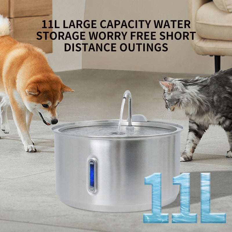 11L/ 8L/ 4L/ 2.2L/ Stainless Steel Pet Water Fountain with Faucet Spout for Large Dogs