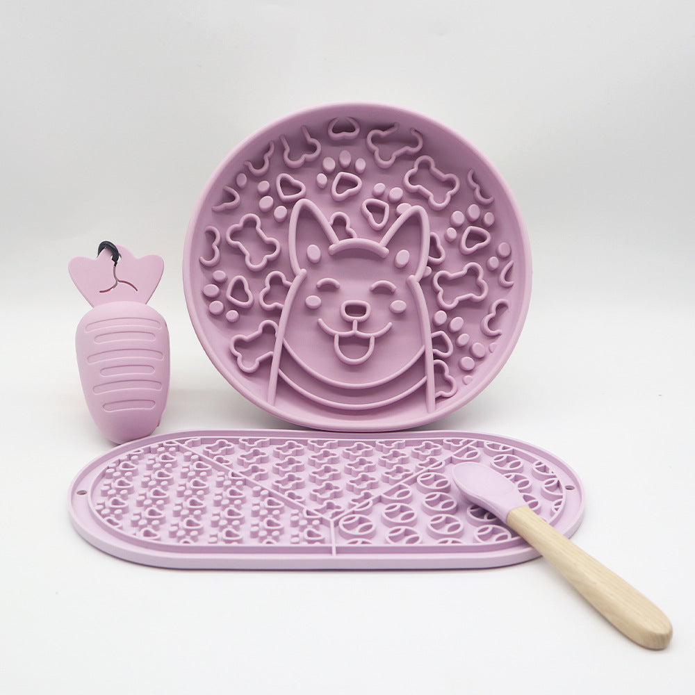Silicone Slow Feeder Plate and Lick Mat 4-Piece Outdoor Dog Feeding Set