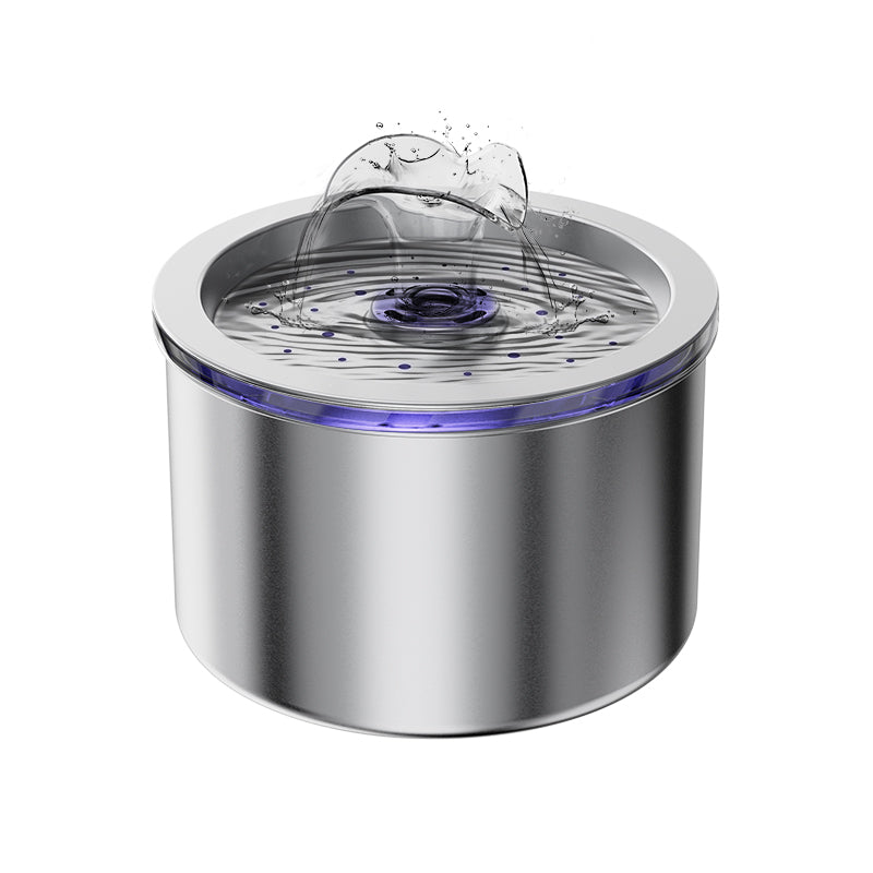 2.2L (74 oz) Stainless Steel Cat Water Fountain with Flower Spray and Dual Power Supply