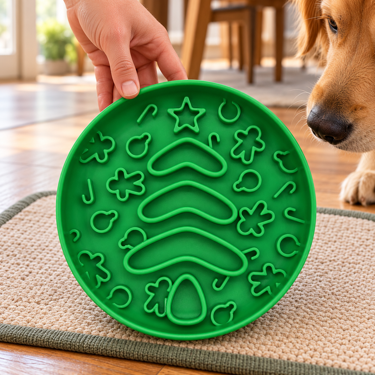 Comedero lento de silicona para Navidad para perros y gatos en rojo, verde y gris