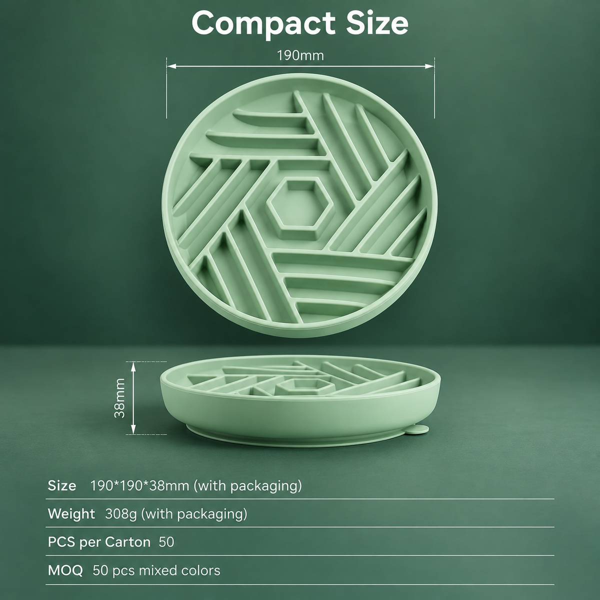 Hexagonal Silicone Slow Feeder Dog Bowl 190 mm Maze Bowl for Wet and Dry Food