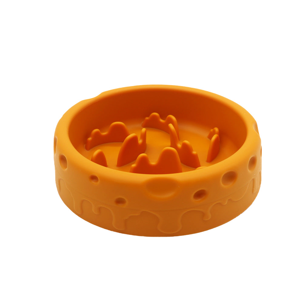 Comedero lento de silicona para perros y gatos con diseño de queso e interior estriado