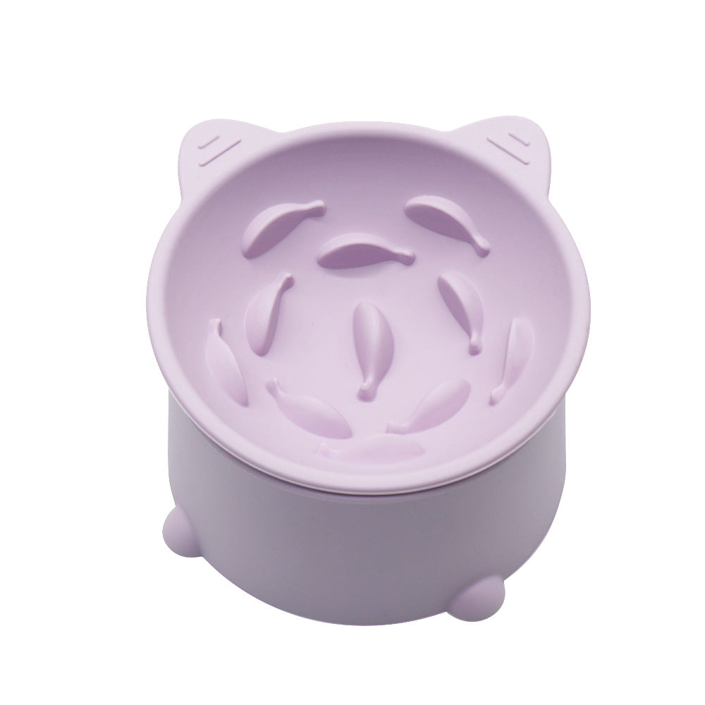 Comedero lento para gatos con altura ajustable y diseño inclinado para gatitos y gatos adultos