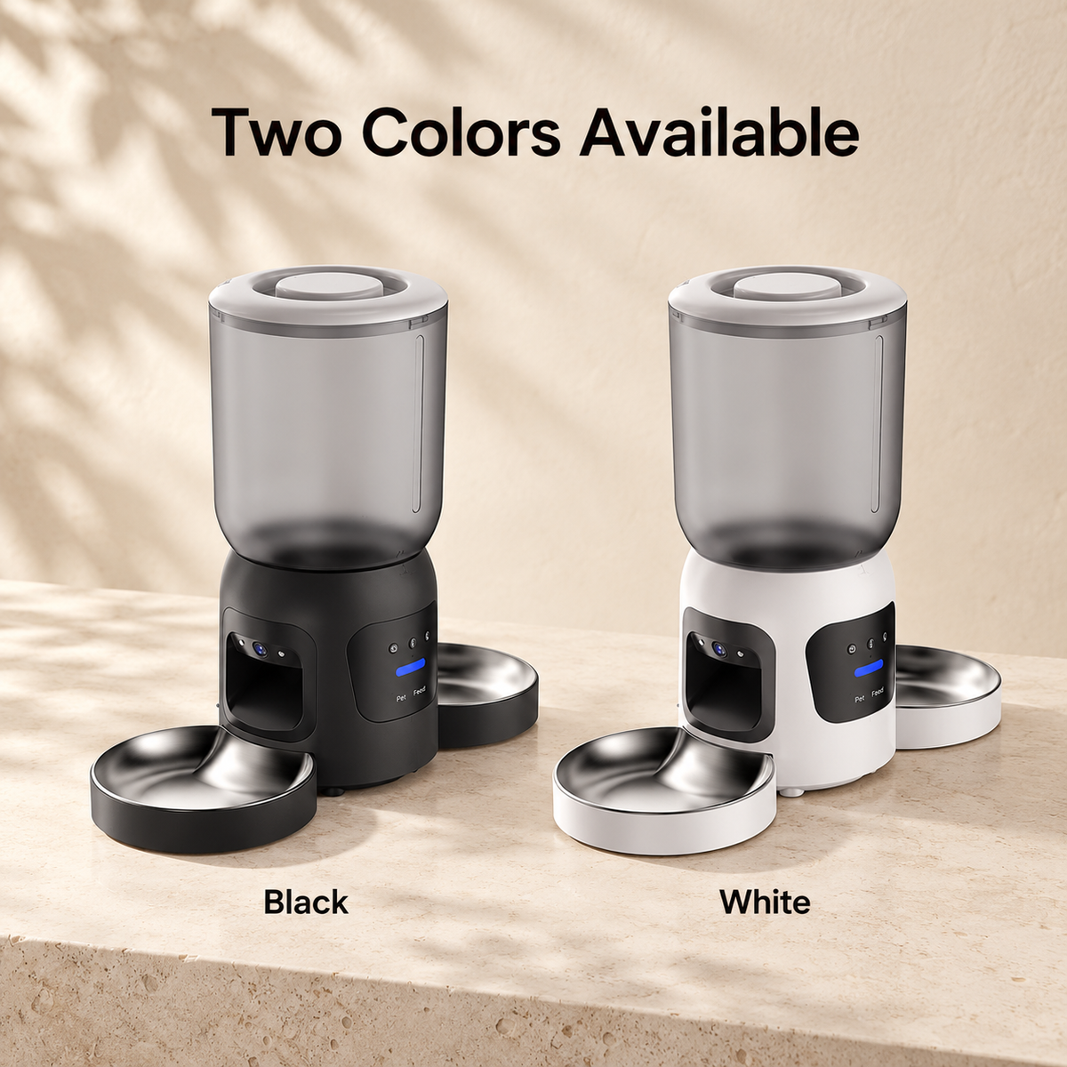 Dual Bowl Smart Pet Feeder with Dual Cameras for Two Cats and Dogs WiFi App Control