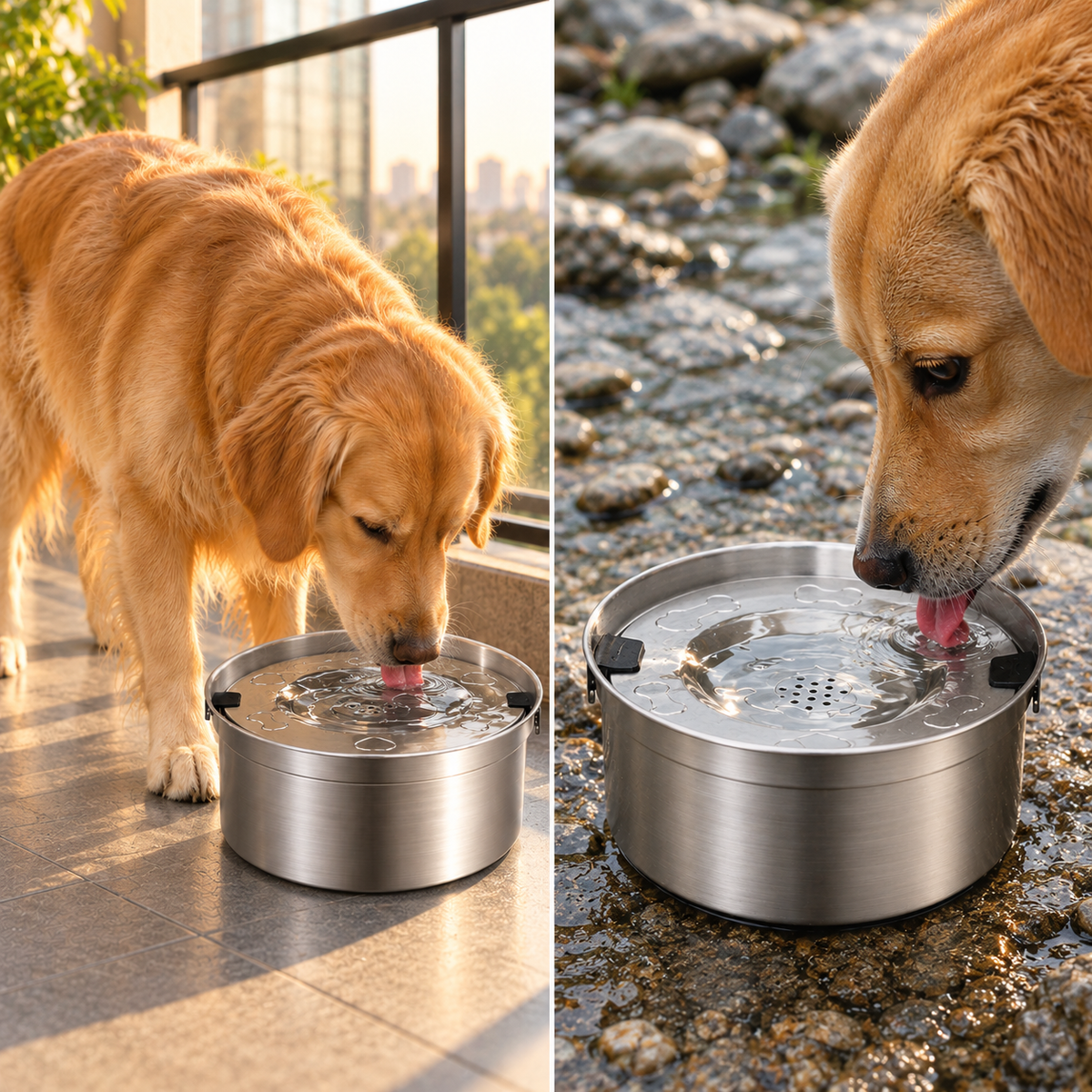No Spill Dog Water Bowl 3.2L Stainless Steel with Floating Disk and 4 Animal Lids