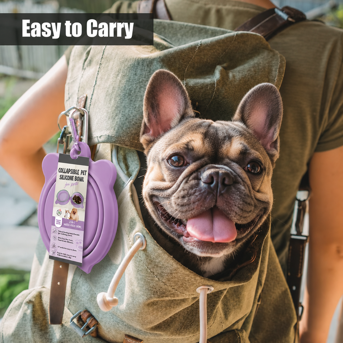 Comedero doble plegable de silicona con sistema de alimentación lenta para gatos y perros