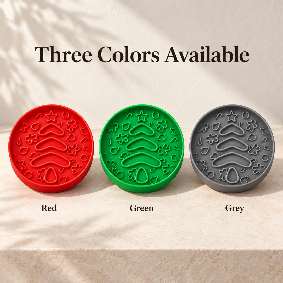 Comedero lento de silicona para Navidad para perros y gatos en rojo, verde y gris