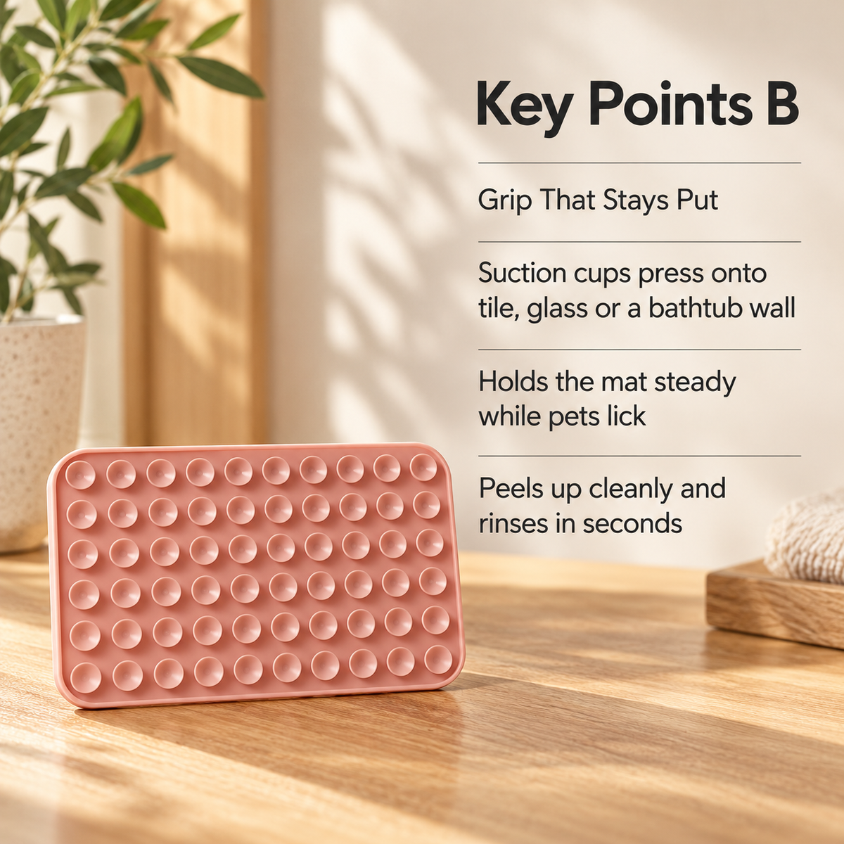 Rectangular 3-Section Textured Silicone Lick Mat with Suction Base for Dogs and Cats