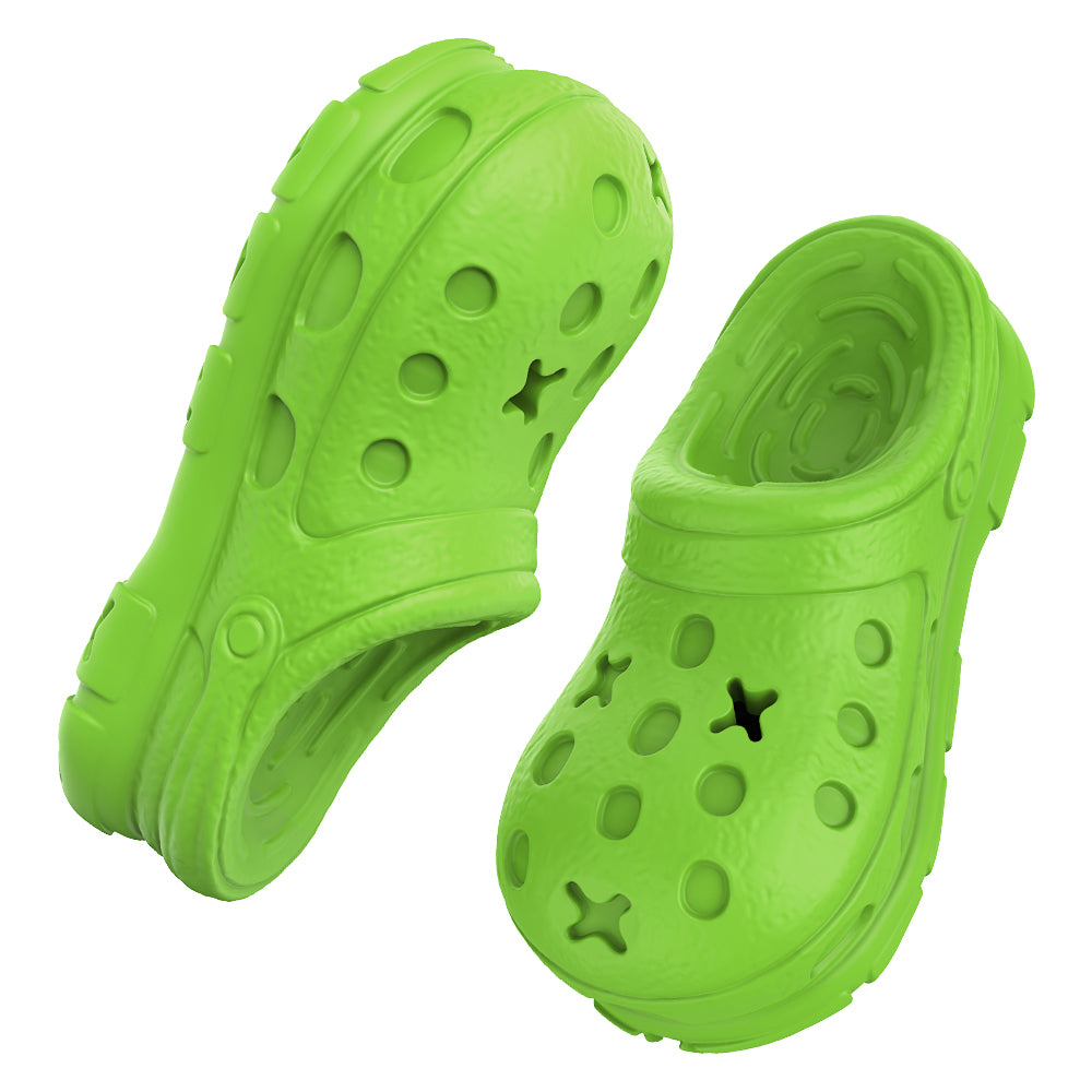 Juguete masticable de caucho natural en forma de zapatilla para perros con cavidad dispensadora de premios