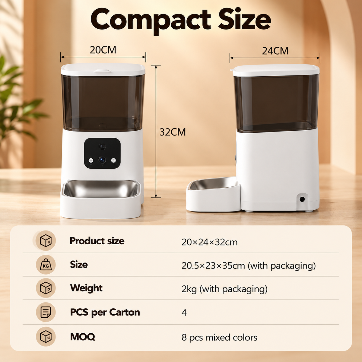 Automatic Pet Feeder with Dual-Lens Camera and 304 Stainless Steel Bowl for Cats and Dogs