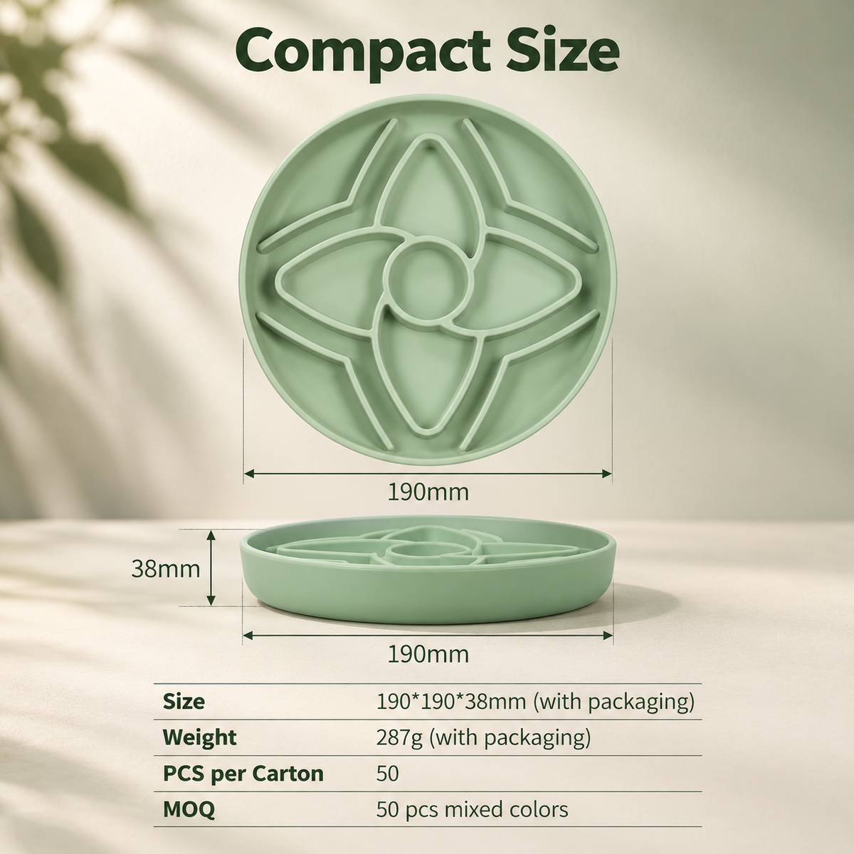 Comedero lento de silicona con diseño floral para perros, plato redondo de 190 mm para comida húmeda y seca