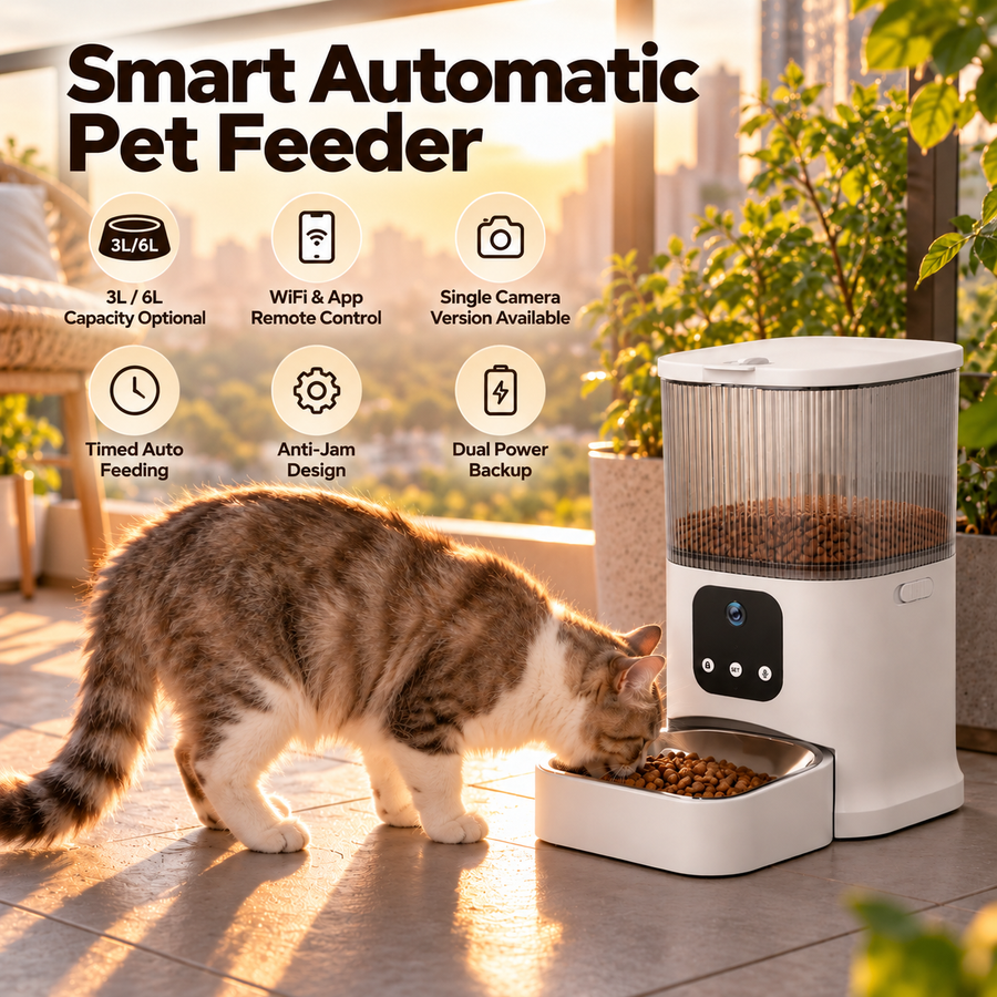 Automatic Pet Feeder with 4MPSingle Camere Dual Camera and App Control for Cats and Dogs
