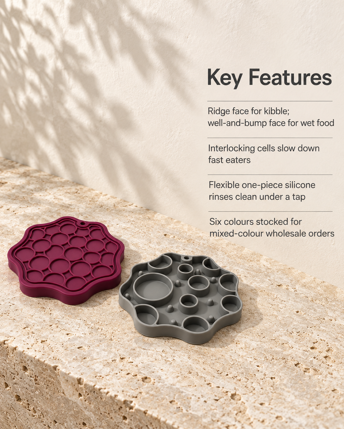 Dual-Sided Silicone Slow Feeder Bowl for Dogs and Cats with 2-in-1 Lick Mat