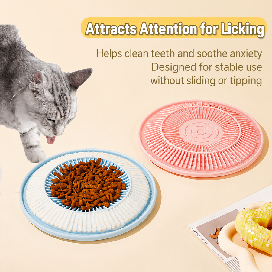 Tulou Inspired Round Silicone Lick Mat Slow Feeder for Dogs and Cats
