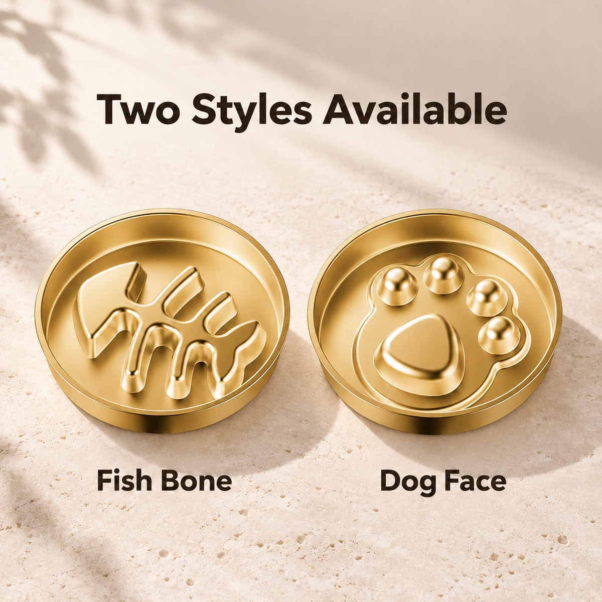 22.1 cm Stainless Steel Slow Feeder Dog Bowl with Gold PVD and Lick Plate