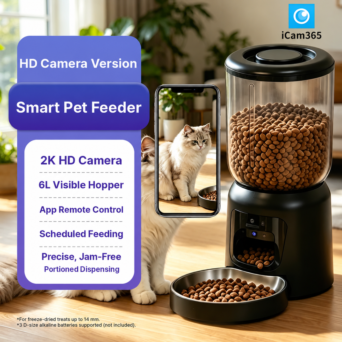 Comedero automático inteligente para mascotas con cámara HD y control por aplicación para gatos y perros