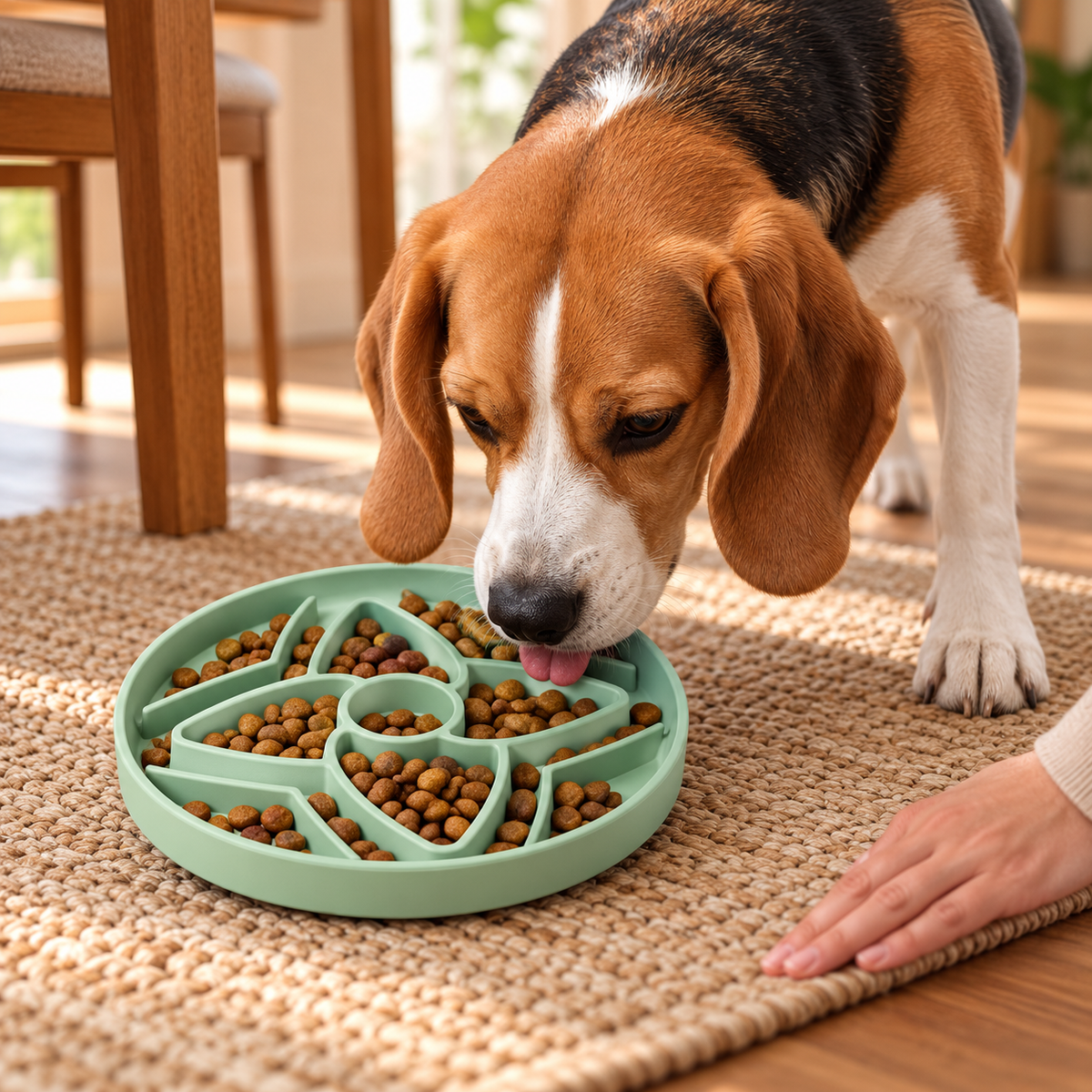 Comedero lento de silicona con diseño floral para perros, plato redondo de 190 mm para comida húmeda y seca