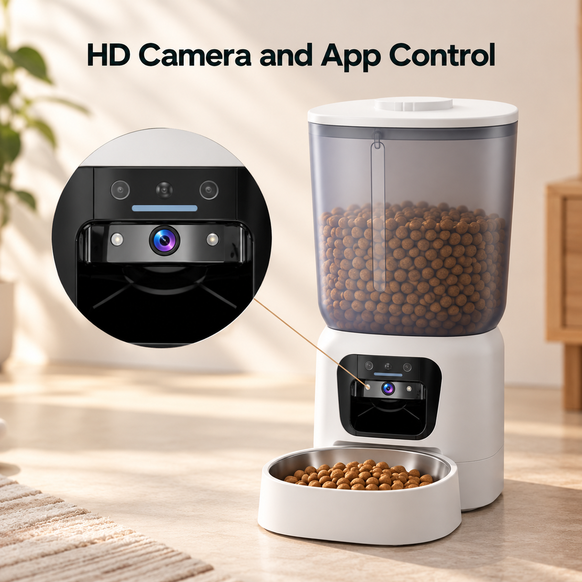 Comedero automático inteligente para mascotas con cámara HD y control por aplicación para gatos y perros