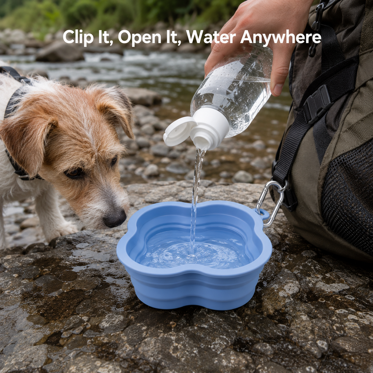 Collapsible Silicone Dog Bowl 500ml/1000ml with Reinforced Rim for Cats and Dogs
